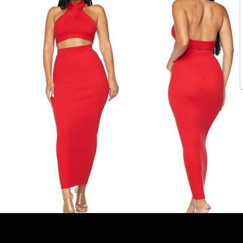 Ribbed sweater skirt  set nwt